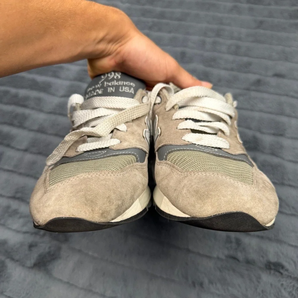 New Balance 998 Made in USA Grey Tan Suede Sneakers U998GR Mens 10.5